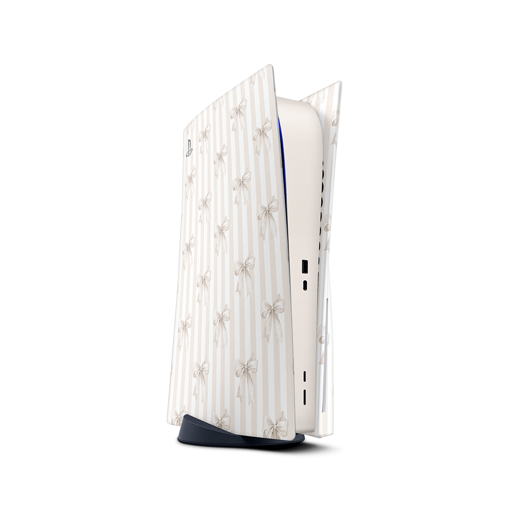 Beige Linen Bows PS5 Skins