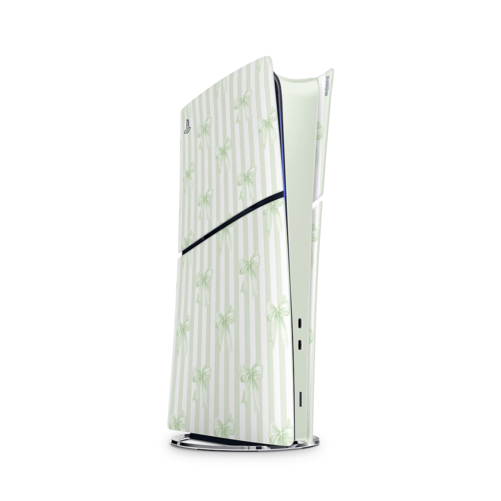 Soft Green Bows PS5 Skins
