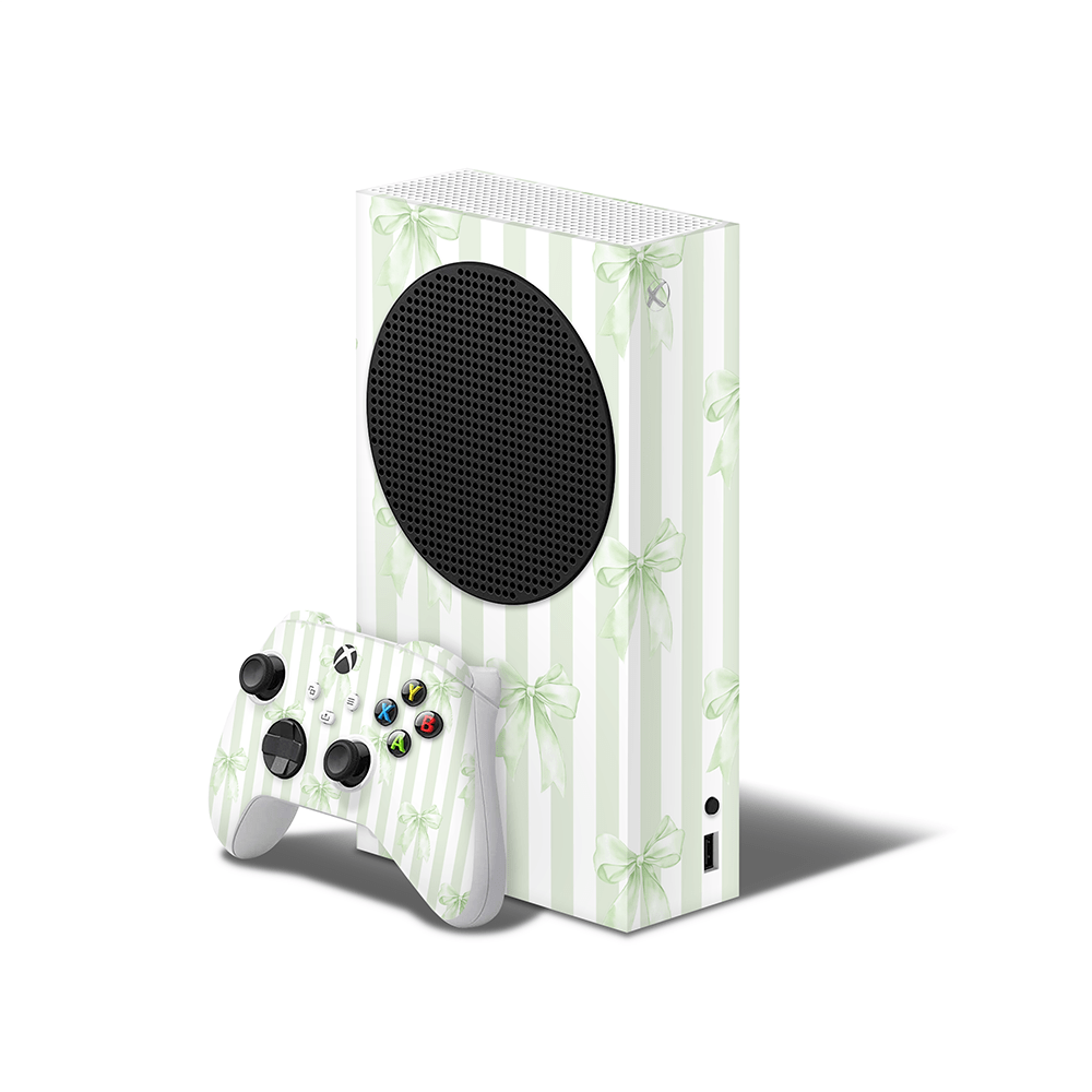 Soft Green Bows Xbox Series S Skin