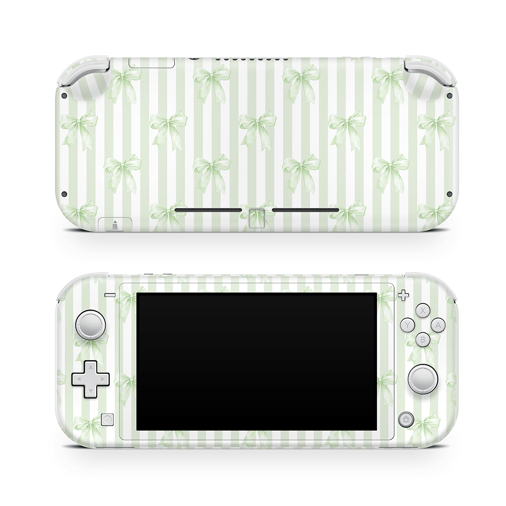 Soft Green Bows Nintendo Switch Lite Skin