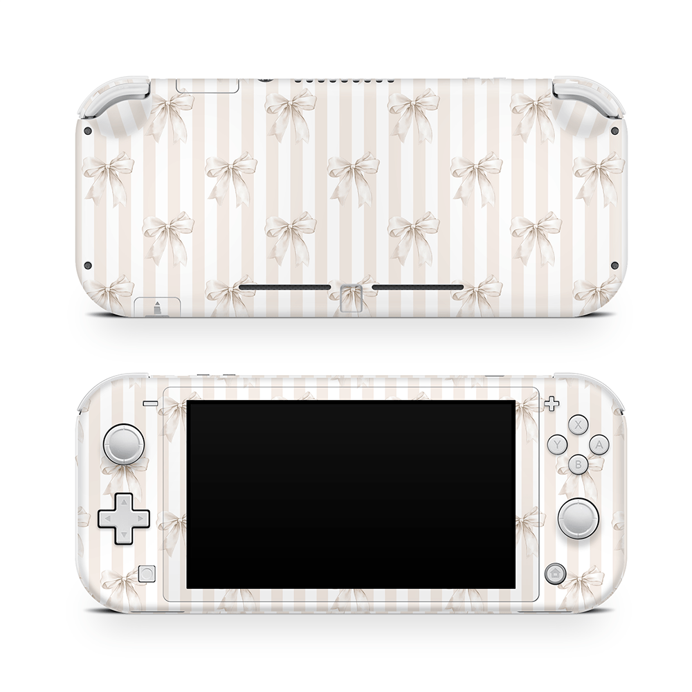 Beige Linen Bows Nintendo Switch Lite Skin