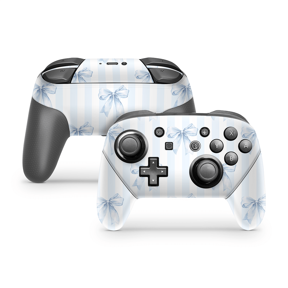 Sky Blue Bows Nintendo Switch Pro Controller Skin
