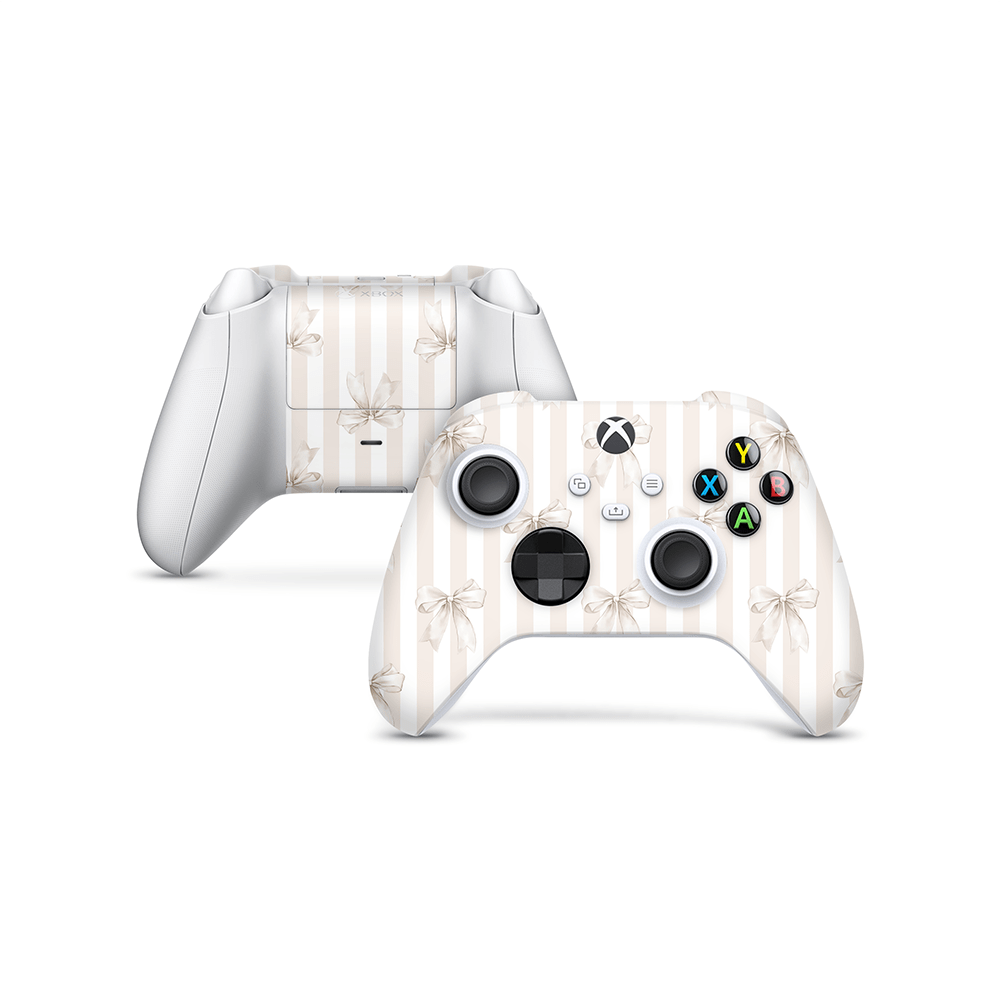 Beige Linen Bows Xbox Series Controller Skin