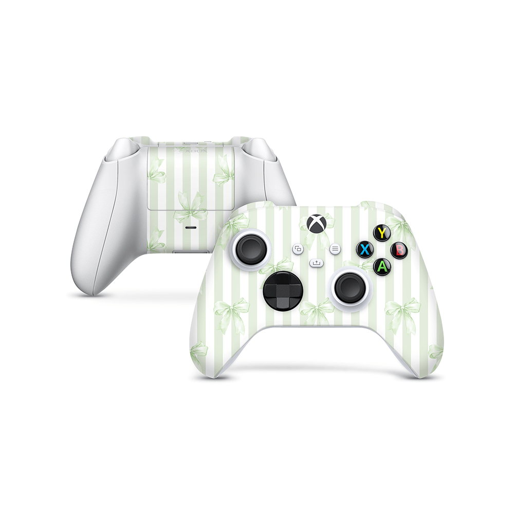 Soft Green Bows Xbox Series Controller Skin