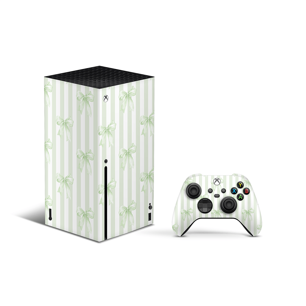 Soft Green Bows Xbox Series X Skin