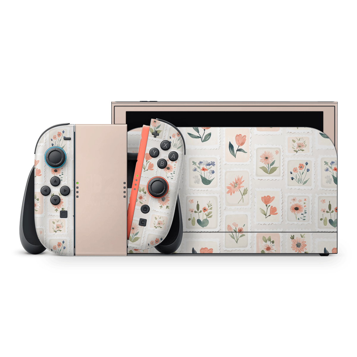 Garden Flower Stamps Nintendo Switch 2 skin