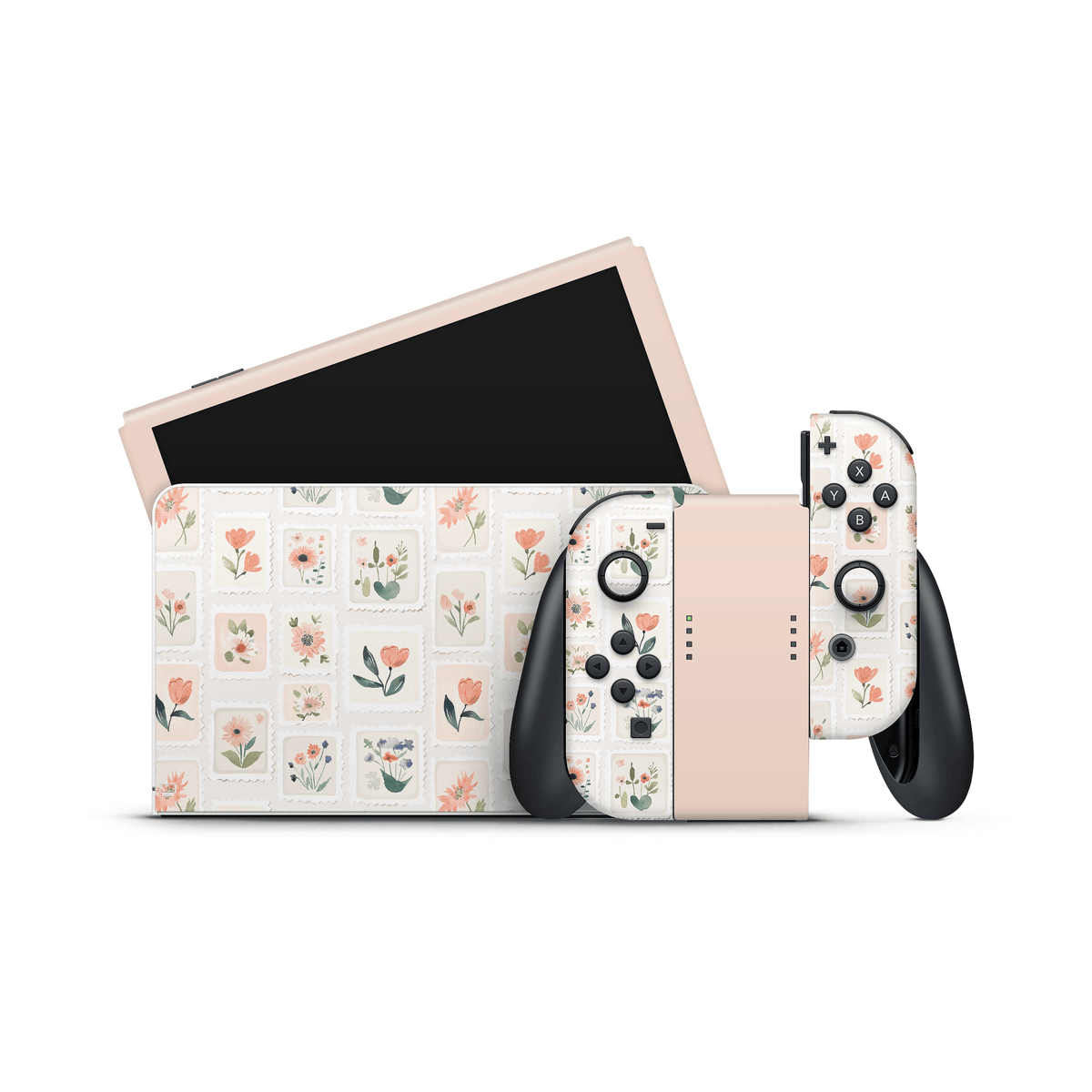 Garden Flower Stamps Nintendo Switch OLED skin