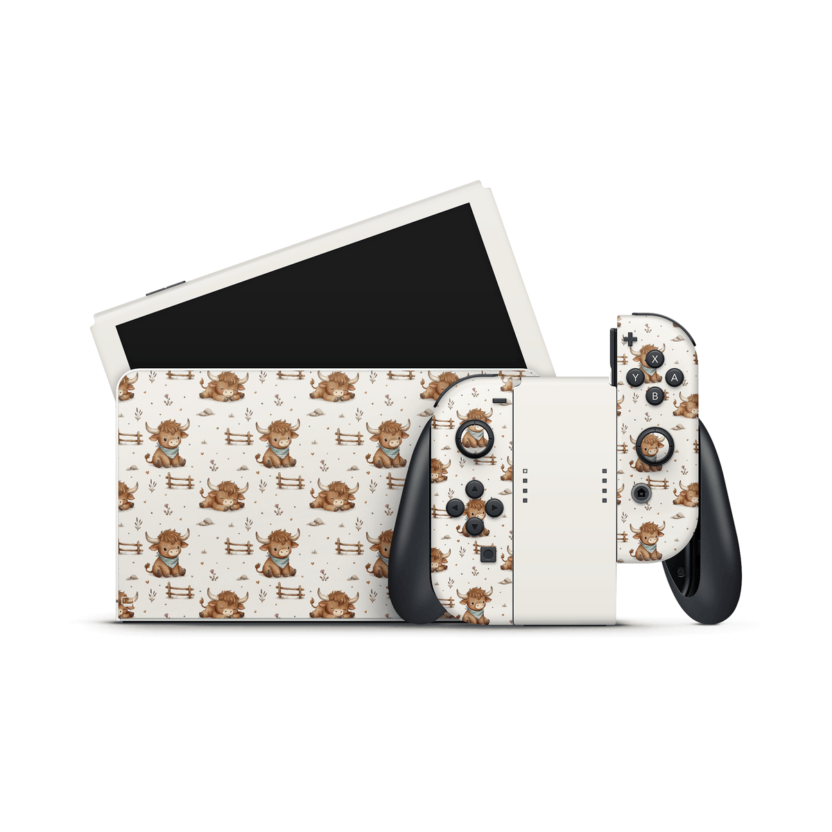 Highland Cows Nintendo Switch OLED skin