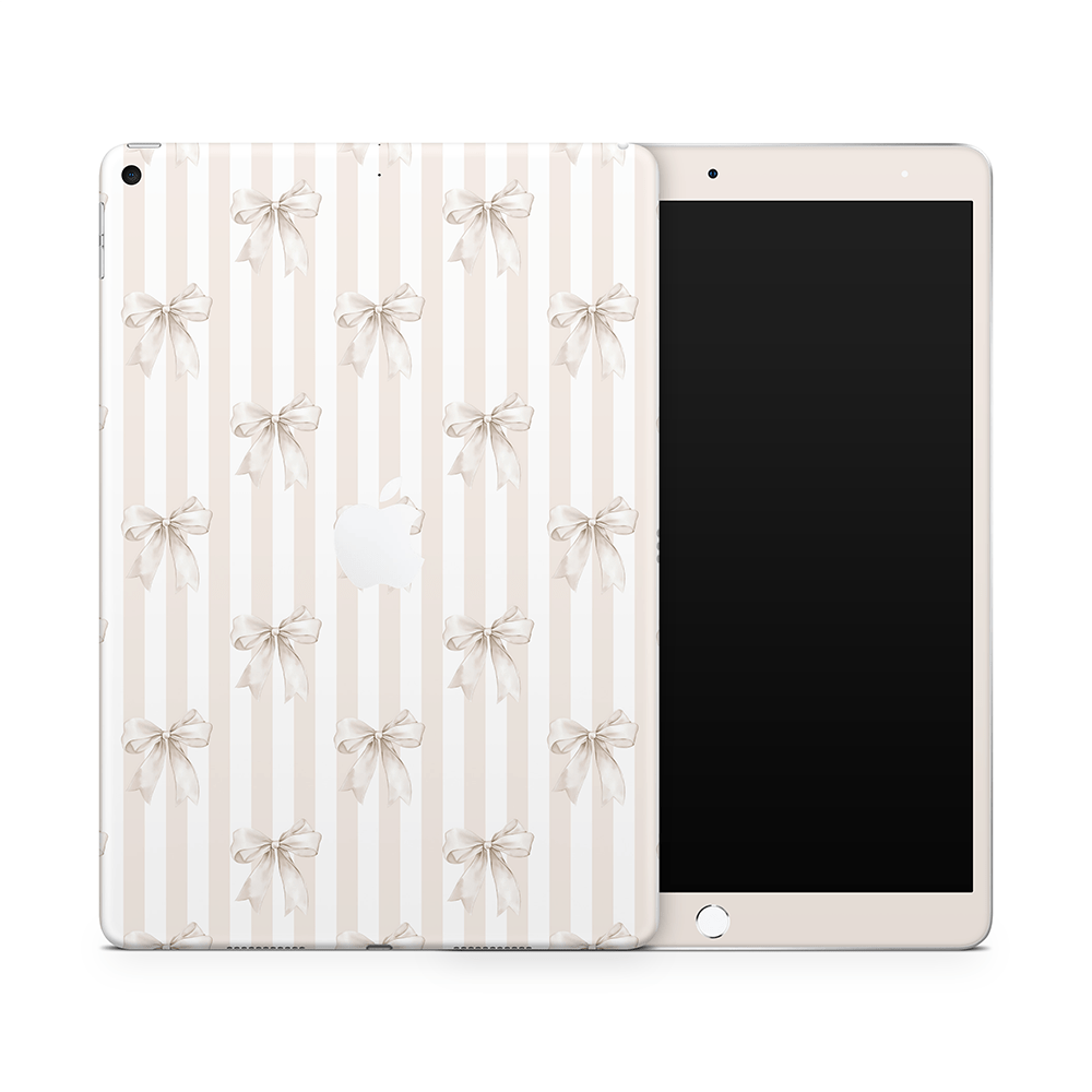 Beige Linen Bows Apple iPad Skins