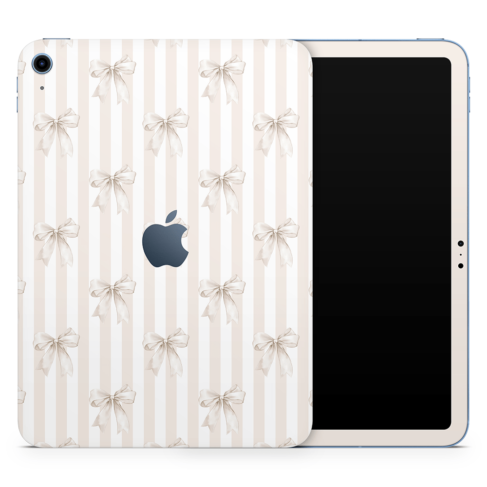 Beige Linen Bows Apple iPad Skins