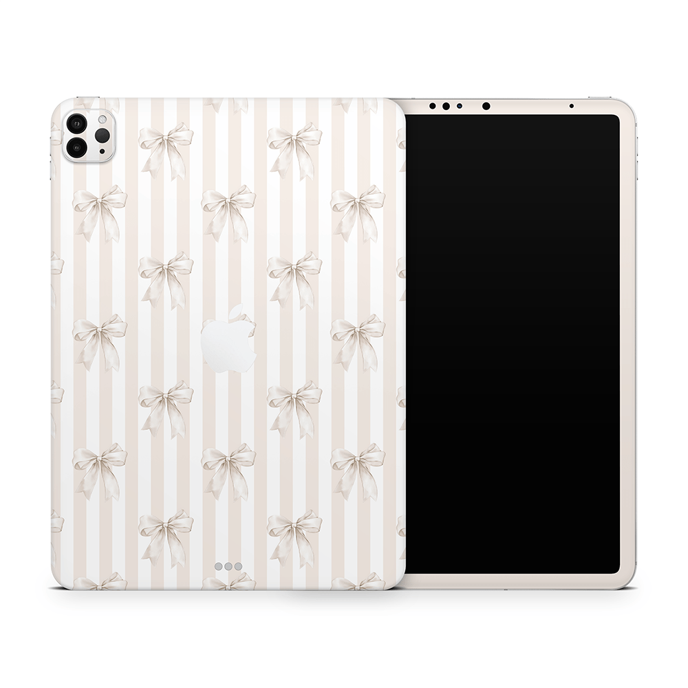 Beige Linen Bows Apple iPad Pro Skins