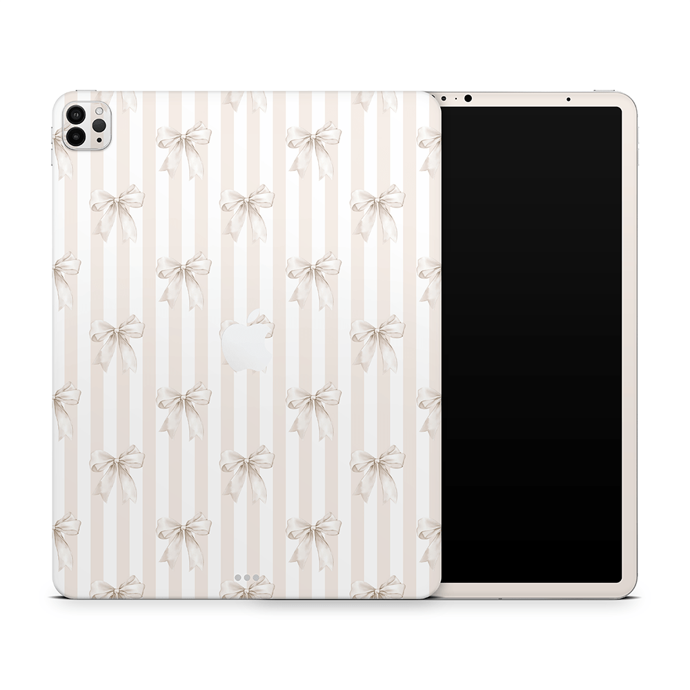 Beige Linen Bows Apple iPad Pro Skins