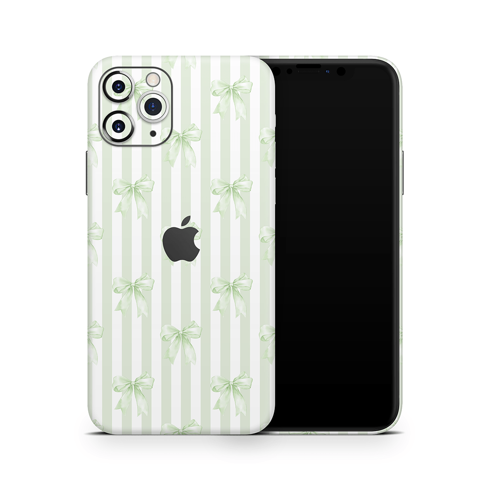 Soft Green Bows Apple iPhone Skins