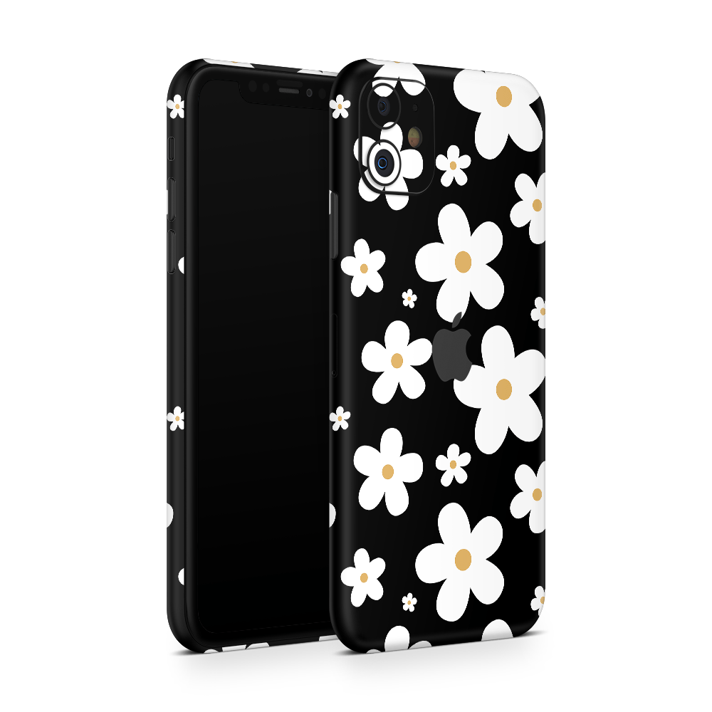 Monochrome Daisy Apple iPhone Skins