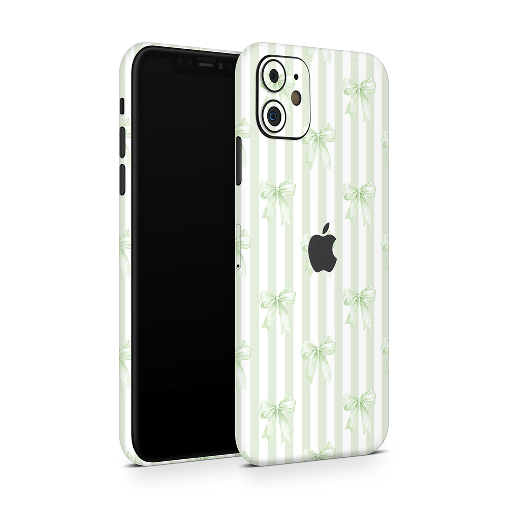 Soft Green Bows Apple iPhone Skins