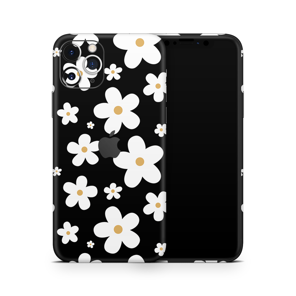 Monochrome Daisy Apple iPhone Skins