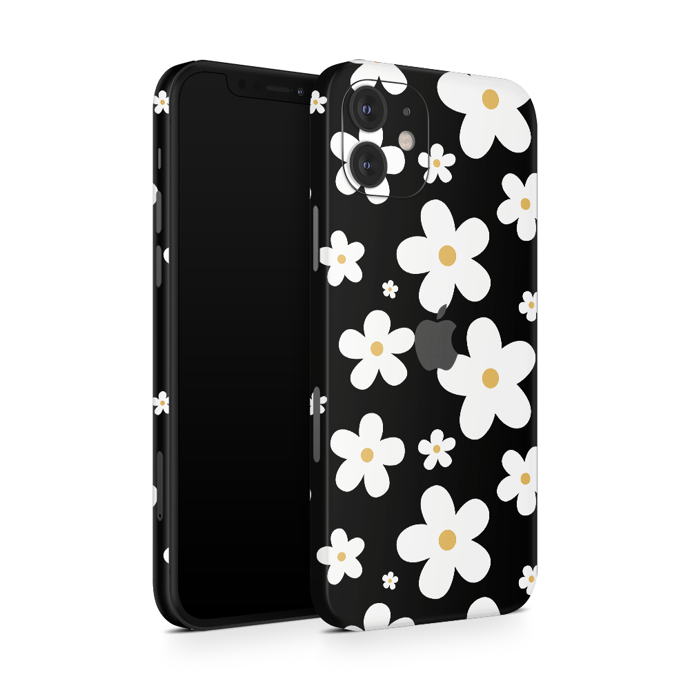 Monochrome Daisy Apple iPhone Skins