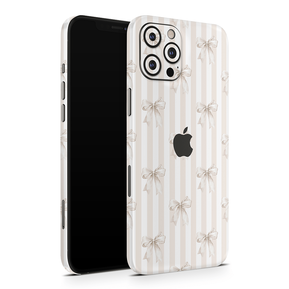 Beige Linen Bows Apple iPhone Skins