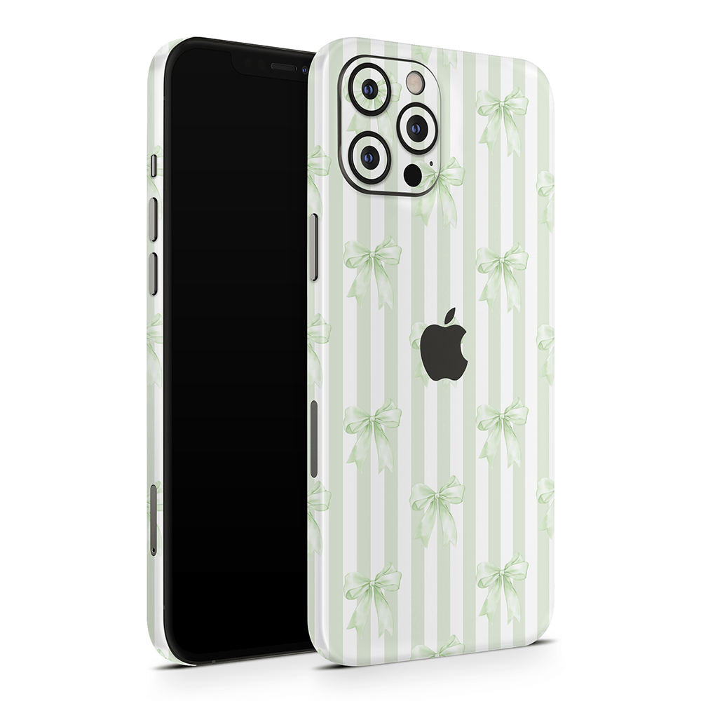 Soft Green Bows Apple iPhone Skins