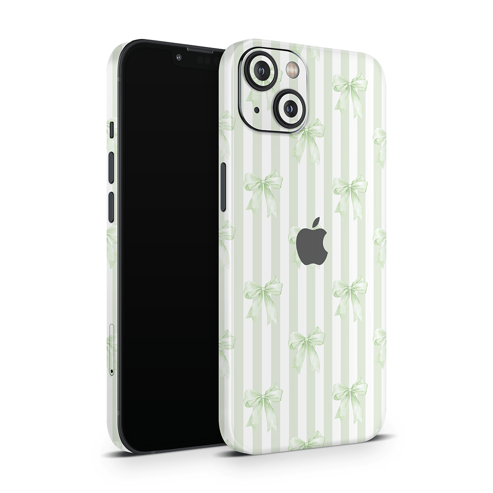 Soft Green Bows Apple iPhone Skins