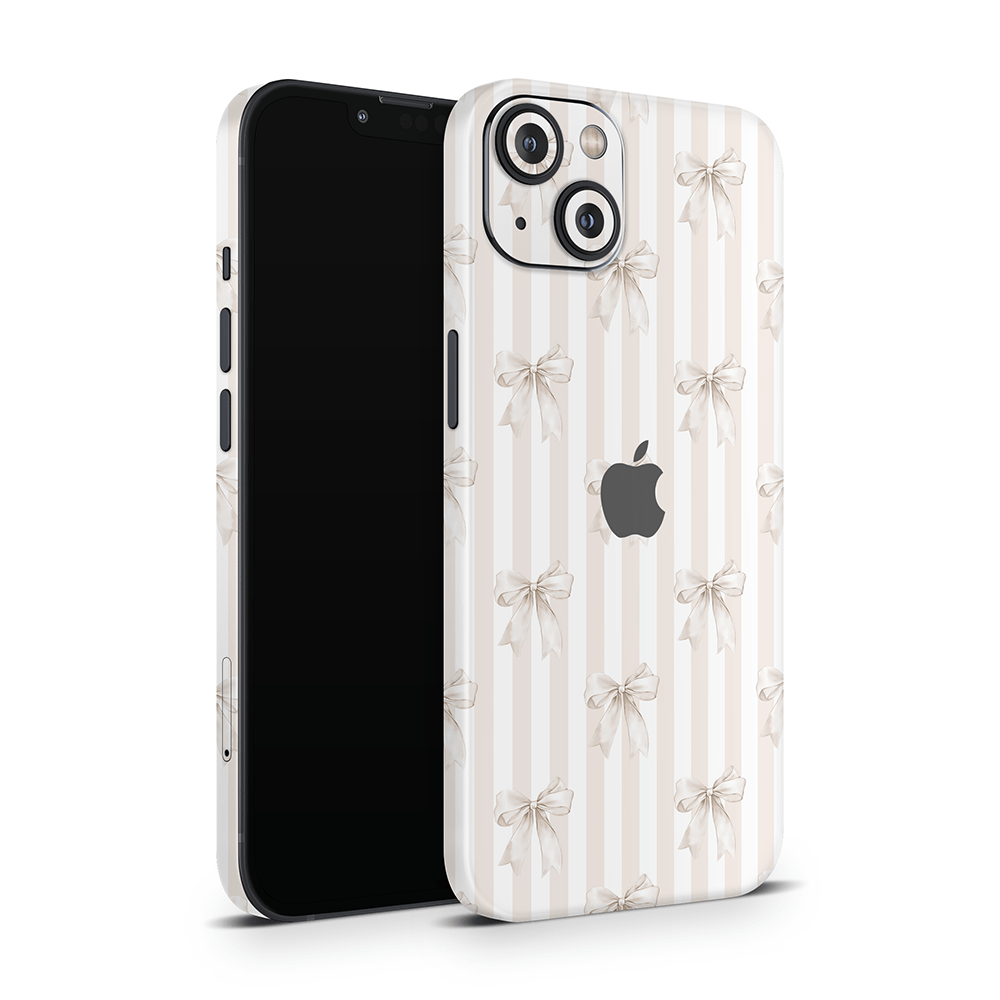 Beige Linen Bows Apple iPhone Skins