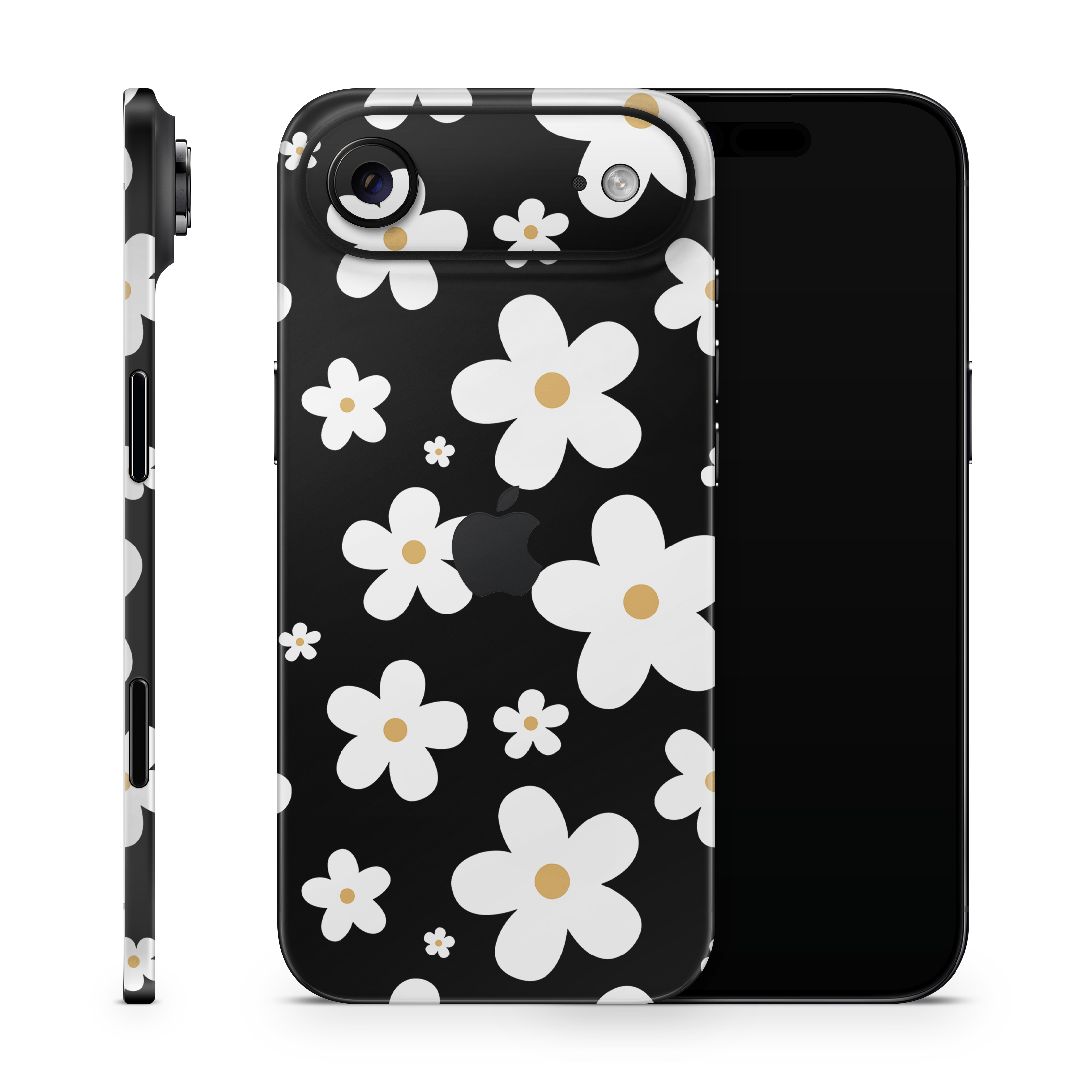 Monochrome Daisy Apple iPhone Skins