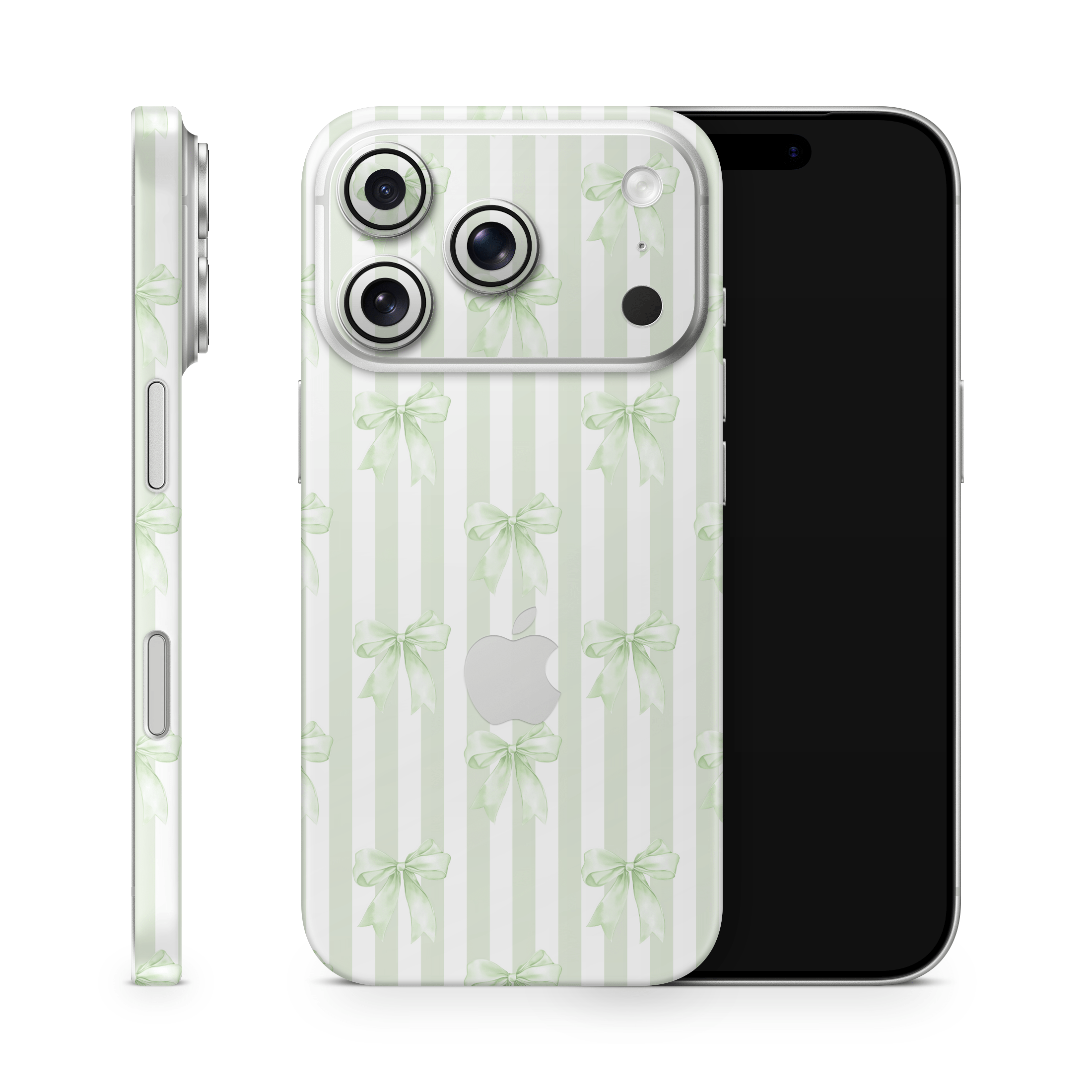 Soft Green Bows Apple iPhone Skins