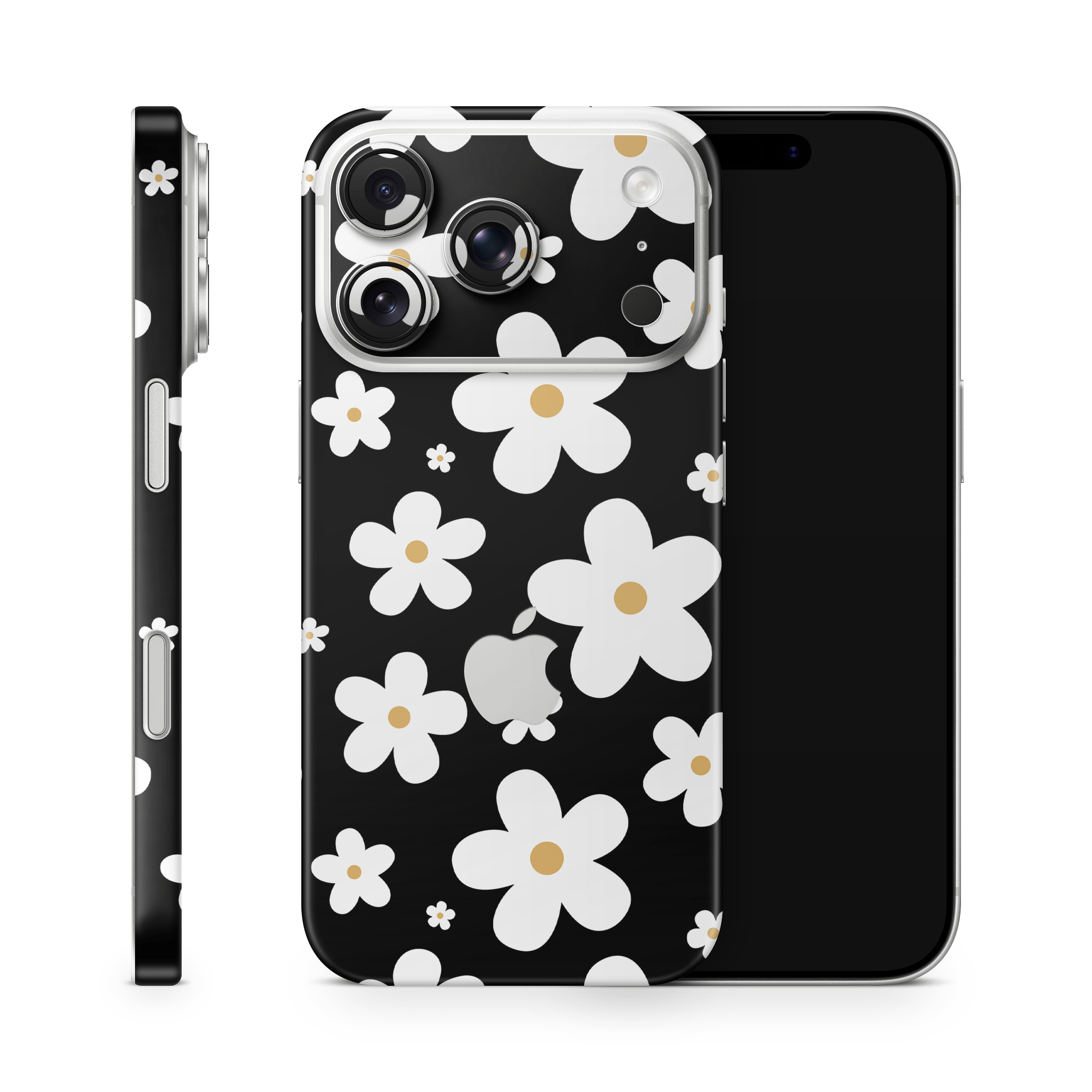 Monochrome Daisy Apple iPhone Skins