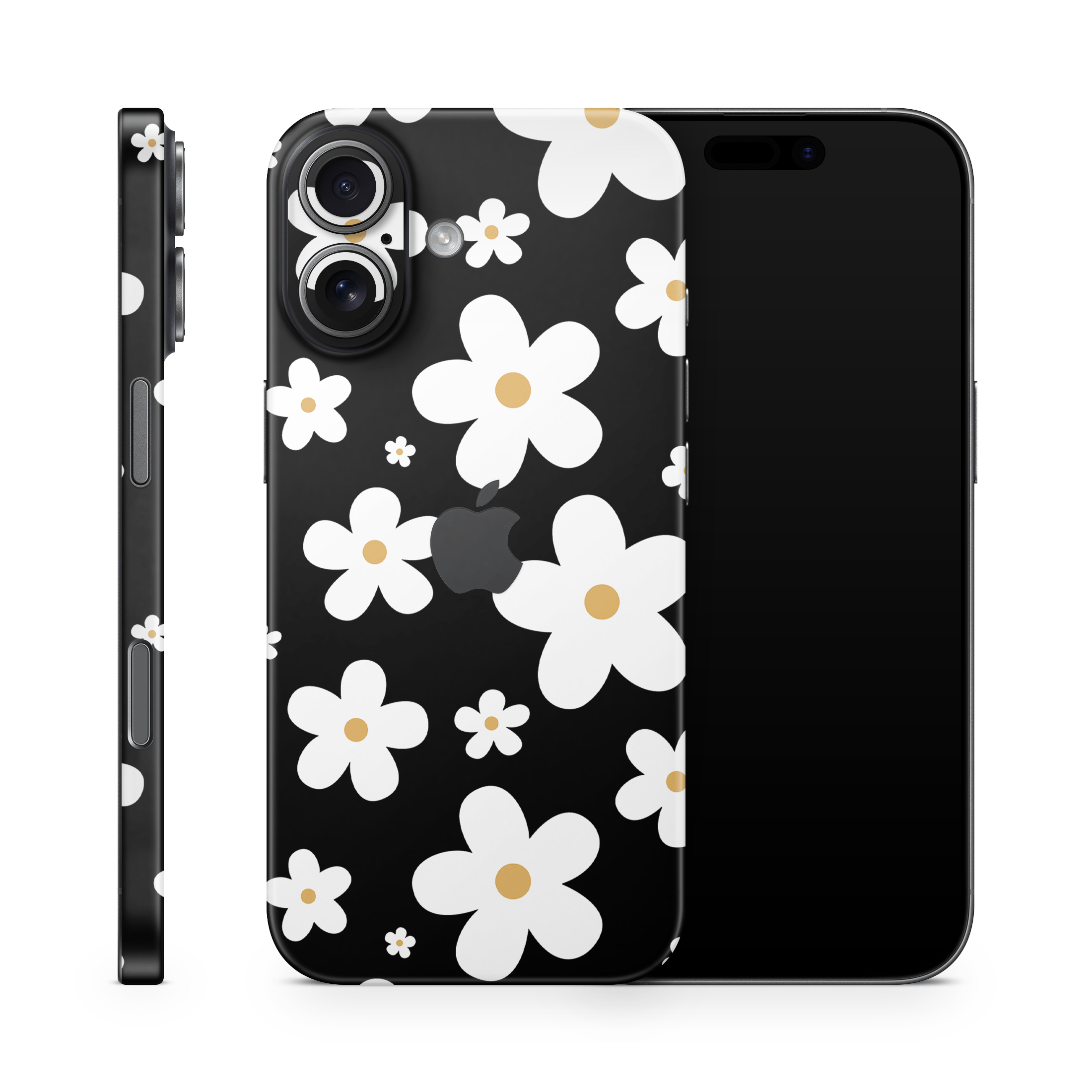 Monochrome Daisy Apple iPhone Skins