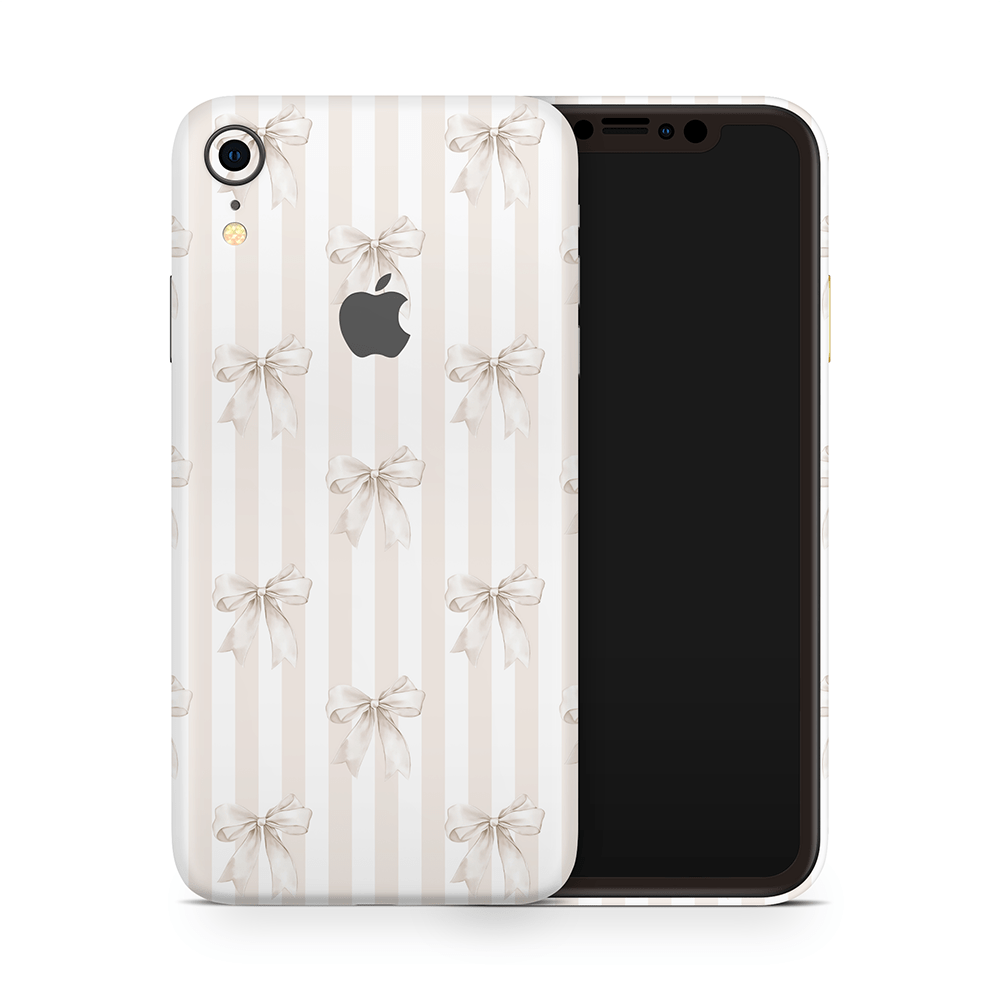 Beige Linen Bows Apple iPhone Skins