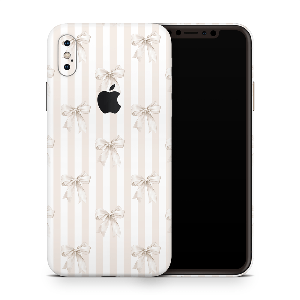 Beige Linen Bows Apple iPhone Skins