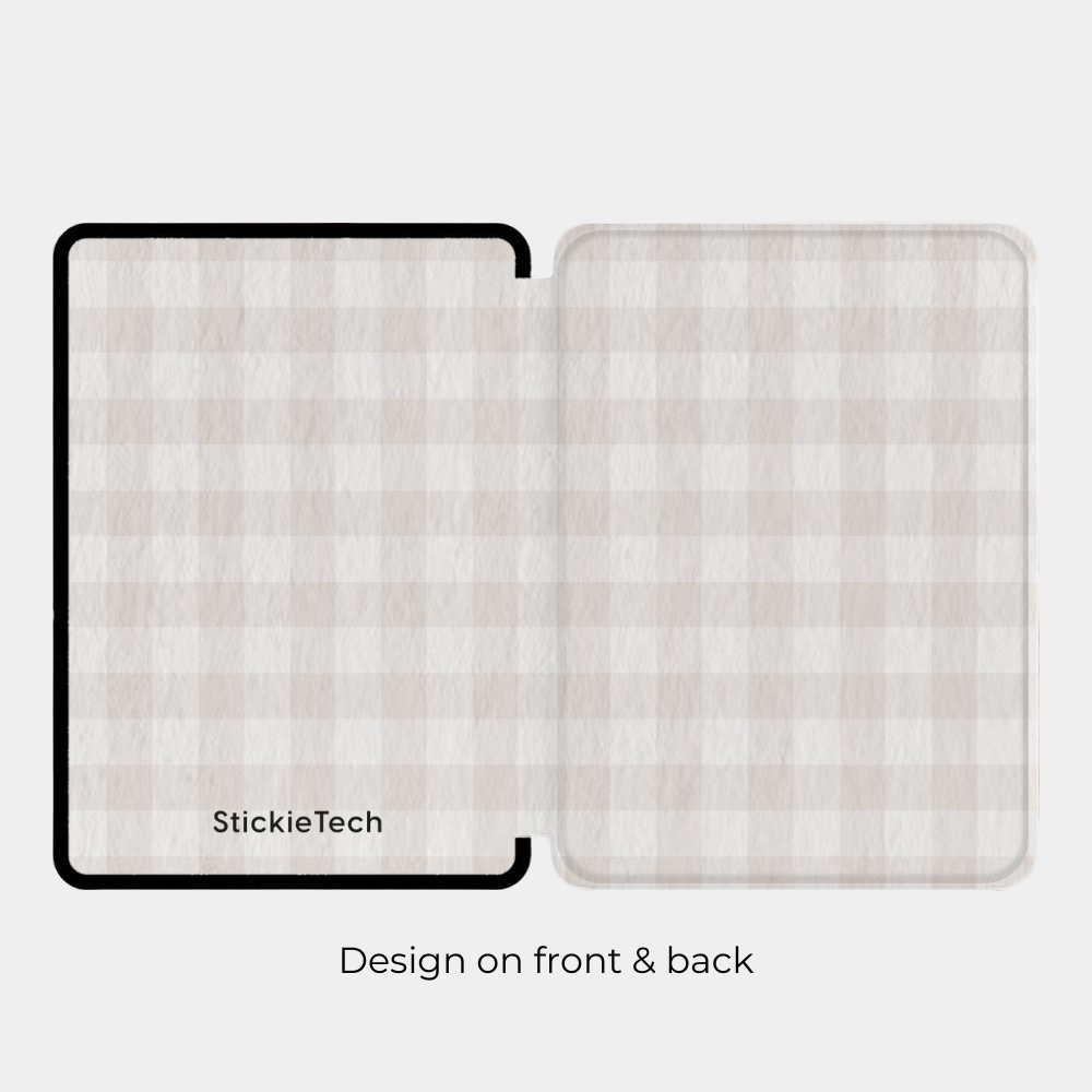 Beige Linen Kindle Case | Built in Hand Strap & Back Magnets