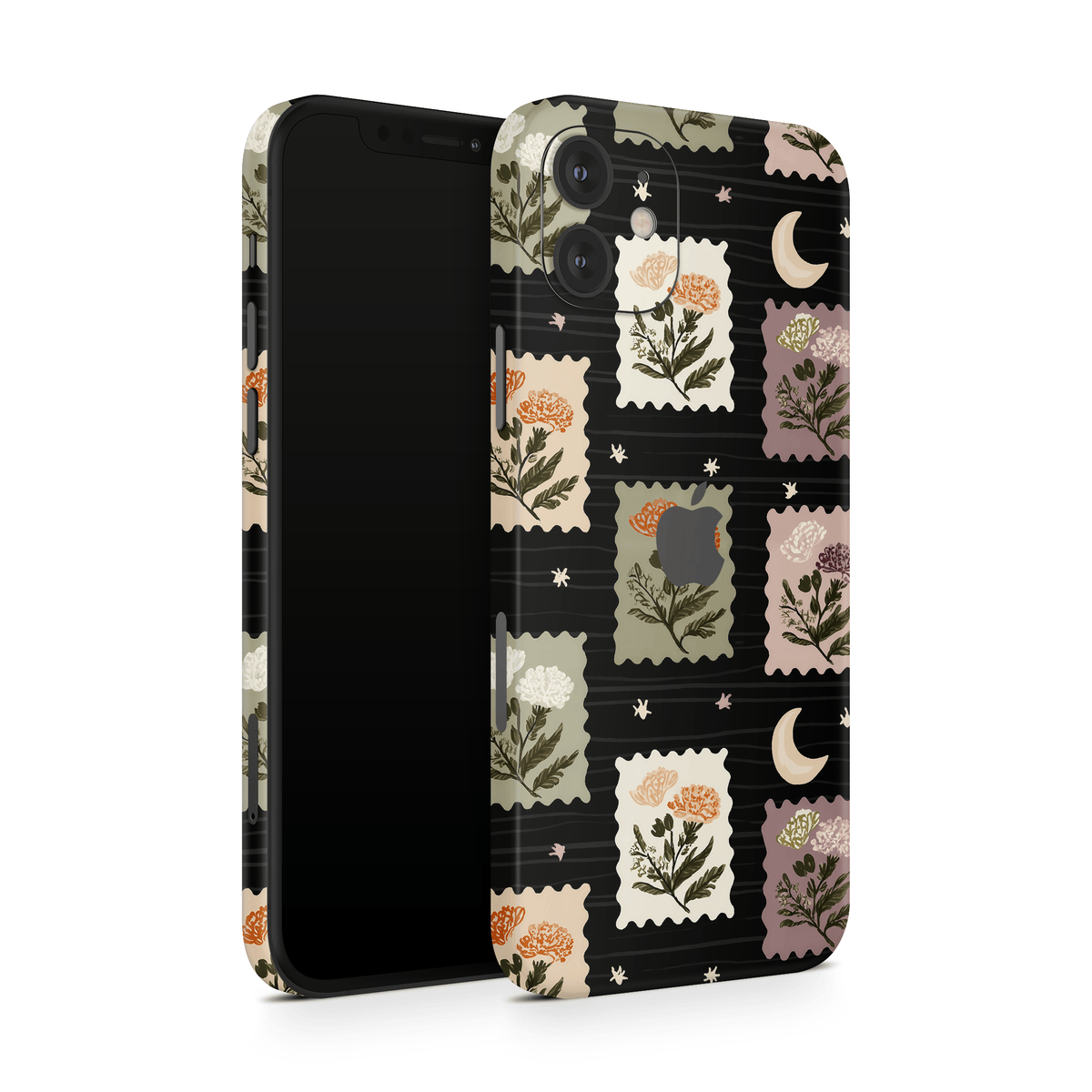Midnight Floral Stamps Apple iPhone Decal Skins