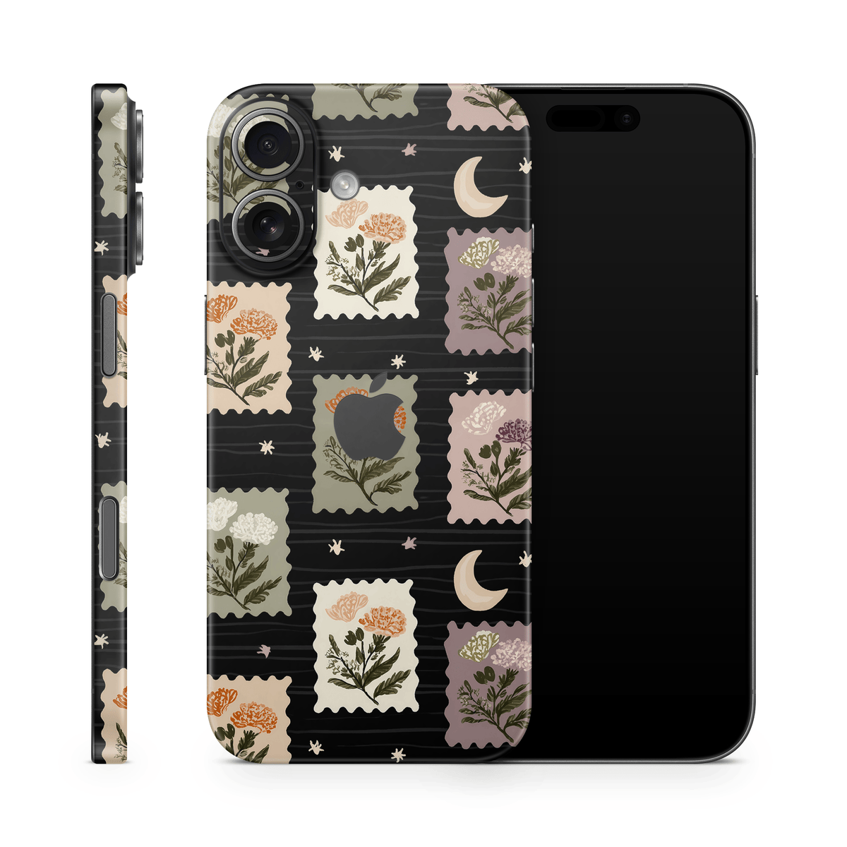 Midnight Floral Stamps Apple iPhone Decal Skins
