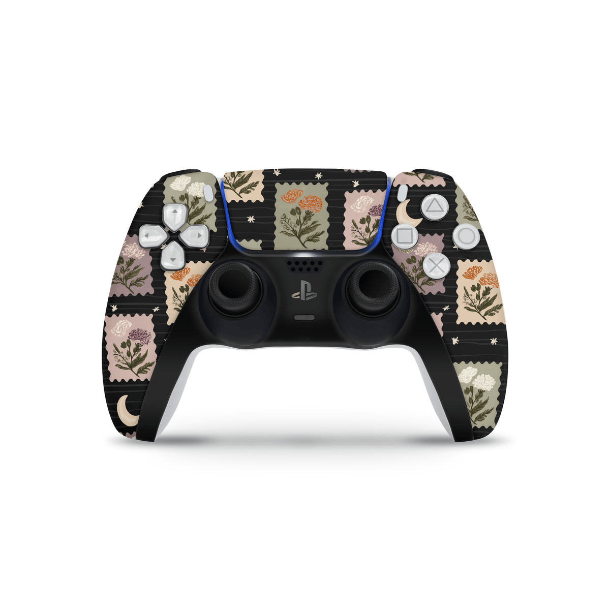 Midnight Floral Stamps PS5 Controller Decal Skin