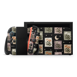 Midnight Floral Stamps Nintendo Switch 2 Decal Skin