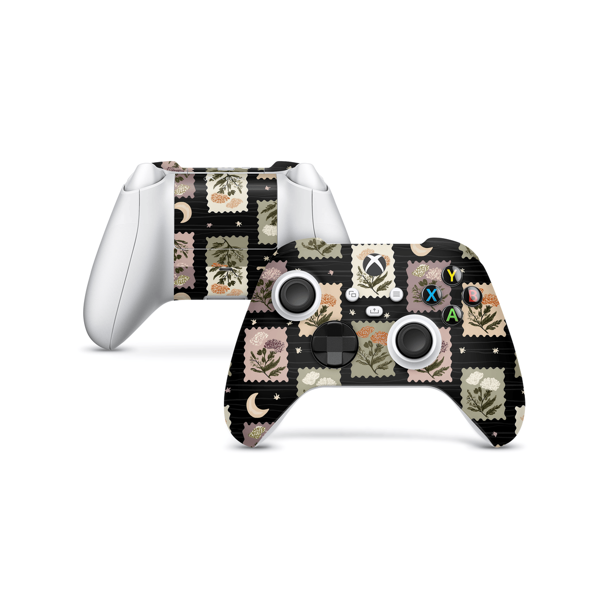 Midnight Floral Stamps Xbox Series Controller Decal Skin