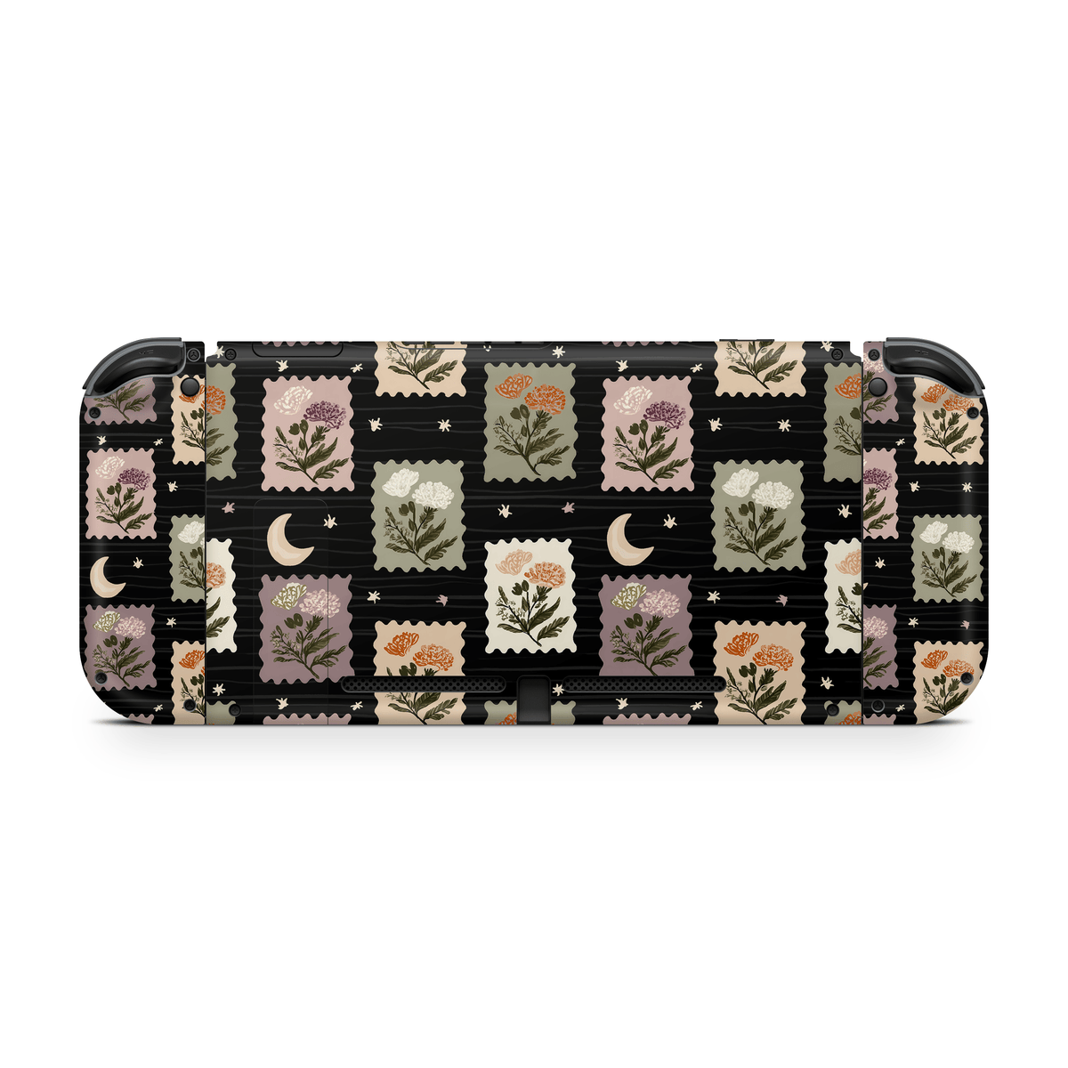 Midnight Floral Stamps Nintendo Switch Decal Skin
