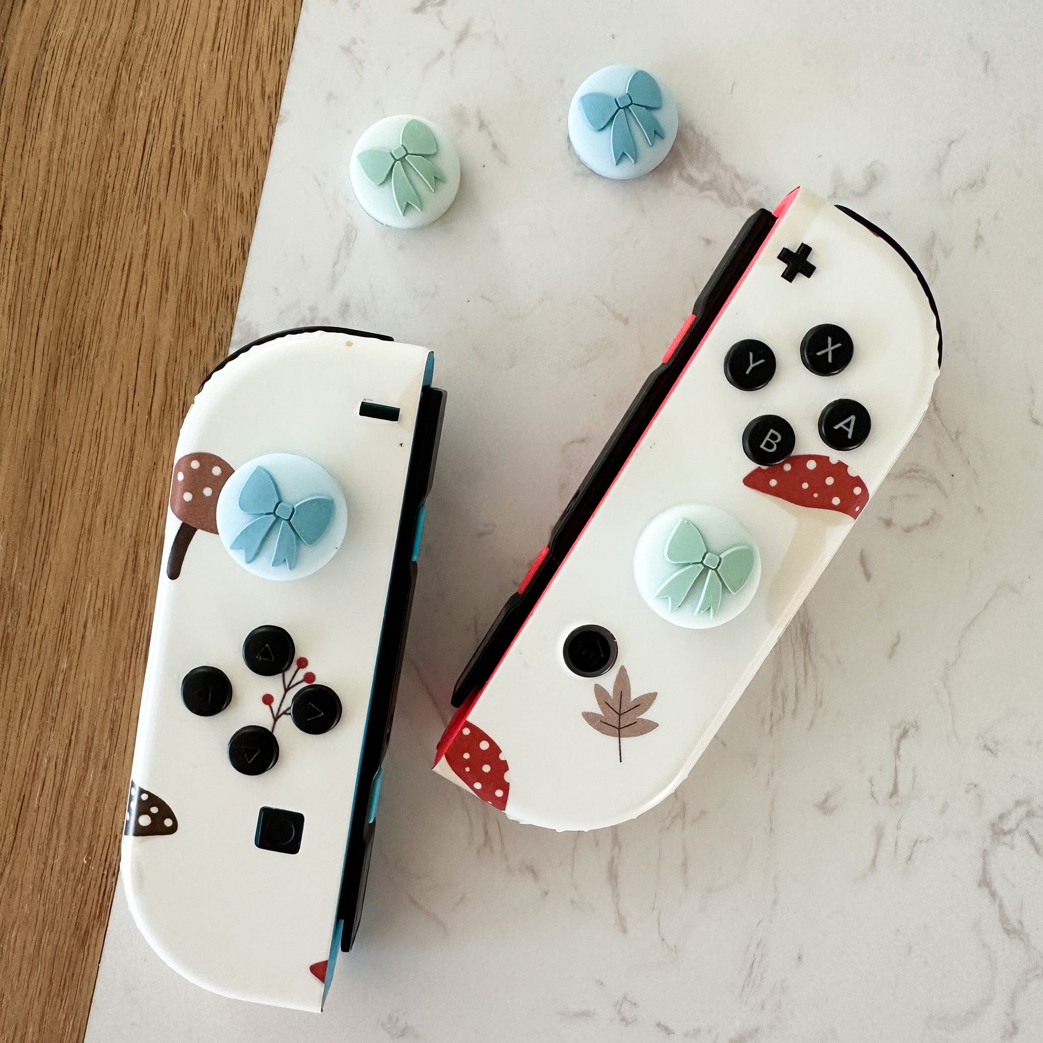 Minty Skies Bows Nintendo Switch Thumb Grips